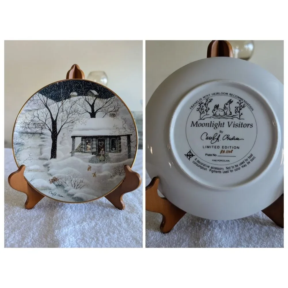 Franklin Mint Moonlight Visitors Carol J Endres Porcelain Plate